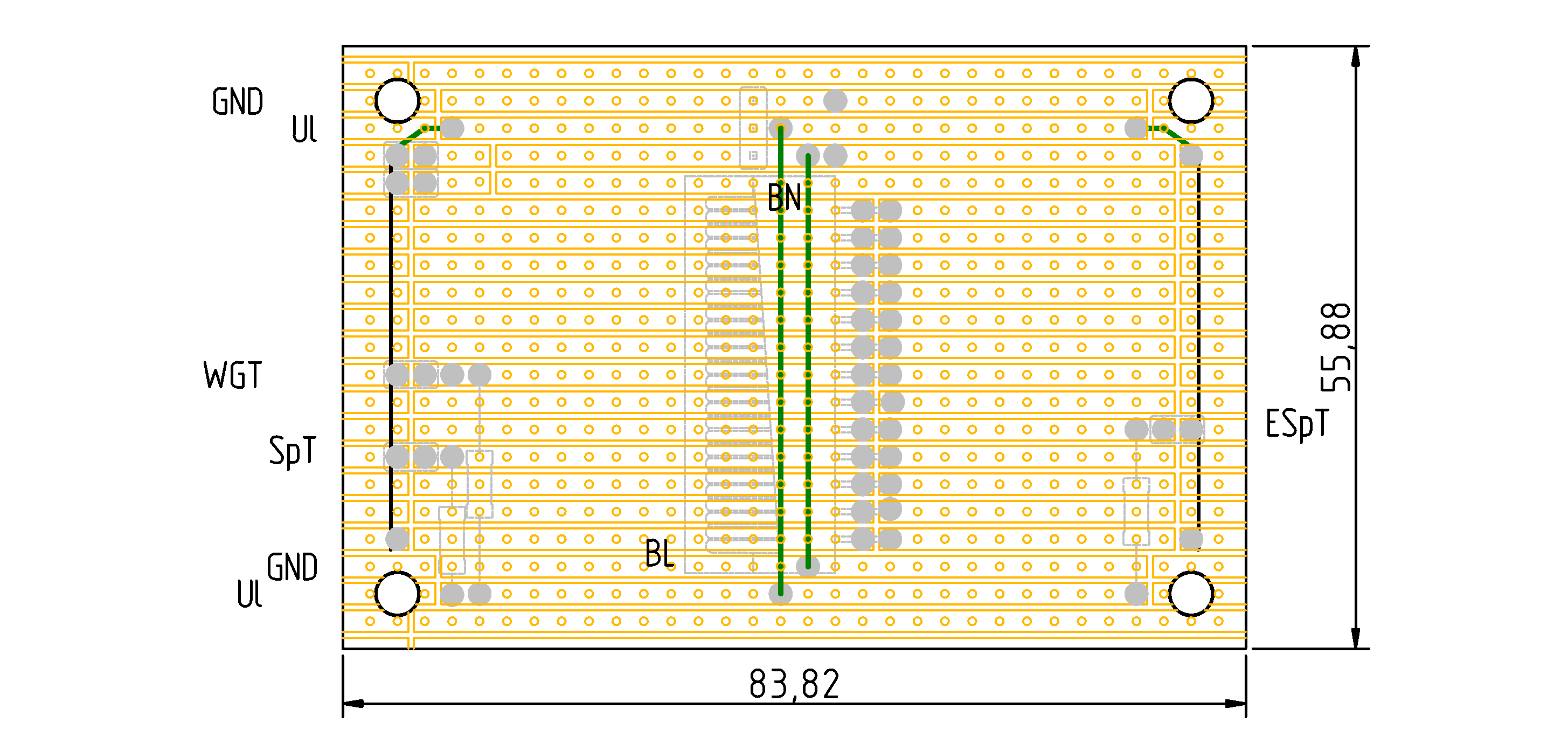 Figure with the a back of the breakout board for common controls and indication on SpDrL60 mosaic panel.