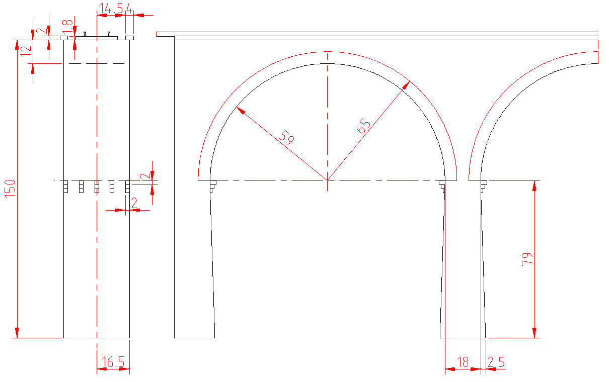 Figure with viaduct scaled to TT scale dimensions