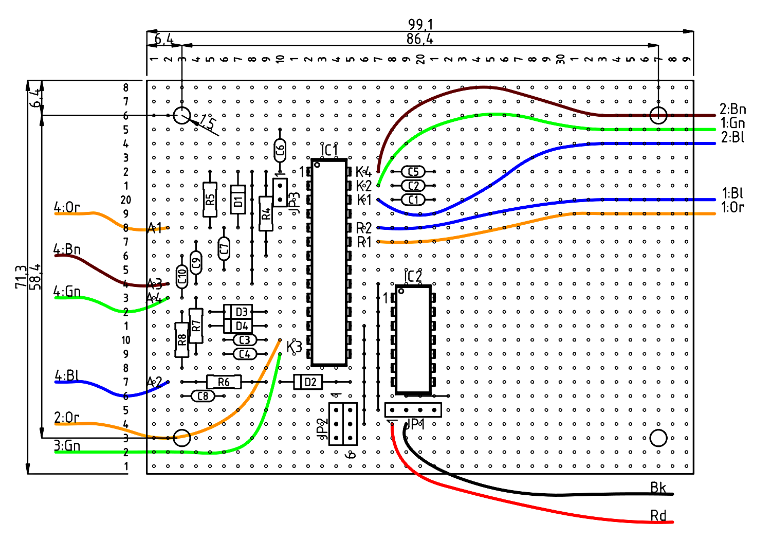 Figure with CAB unit-ÖBB BR 1020-Component side PCB