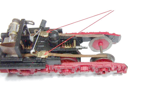 Image with pre solder the wheel contact strips of the ÖBB 1020.