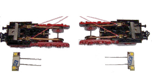 Image with wheels contact strips pre soldered of the ÖBB 1020.